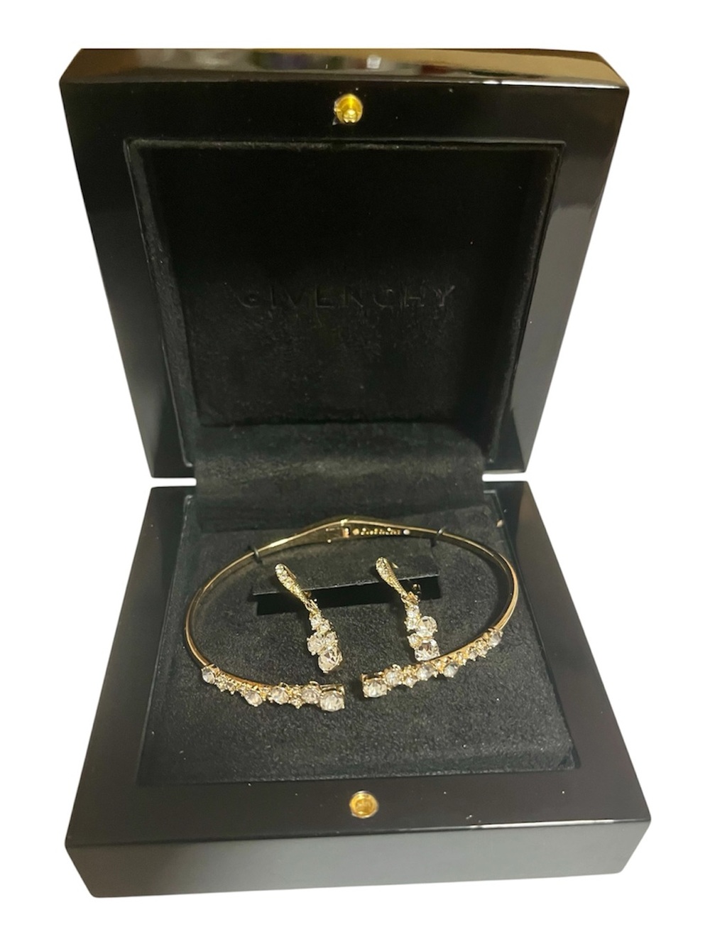 Givenchy Gold Tone Bracelet & Drop Earring Set with Crystals NIB - Picture 2 of 3